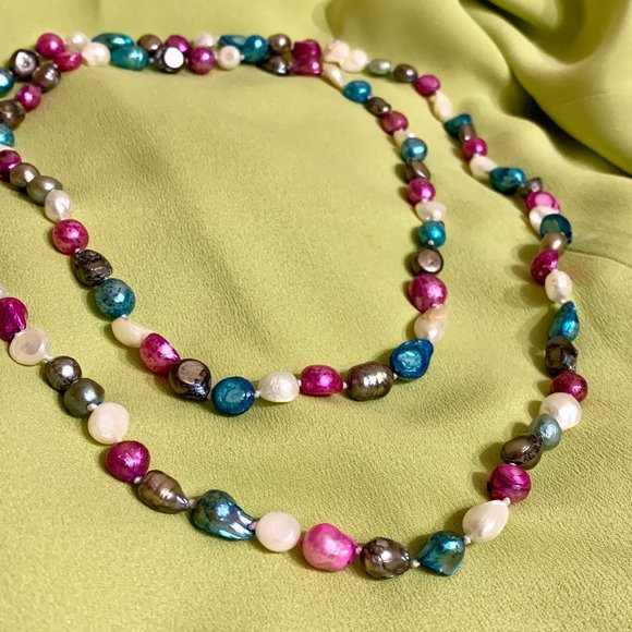 💝Multi Color Genuine Freshwater Baroque Pearl Necklace - Picture 5 of 7